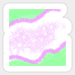 Green pink watercolor glitter sparkle art Sticker